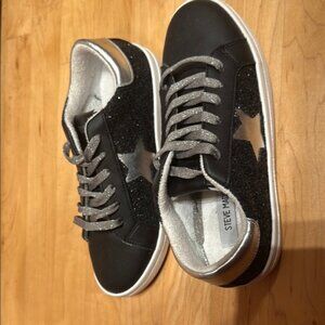 Steve Madden Kids Black Sneakers with Silver Stars